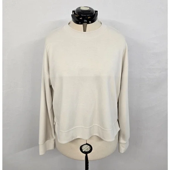 Athleta Super Soft Sweatshirt Women's L Cream Long Sleeve Crew Neck - Picture 15 of 15